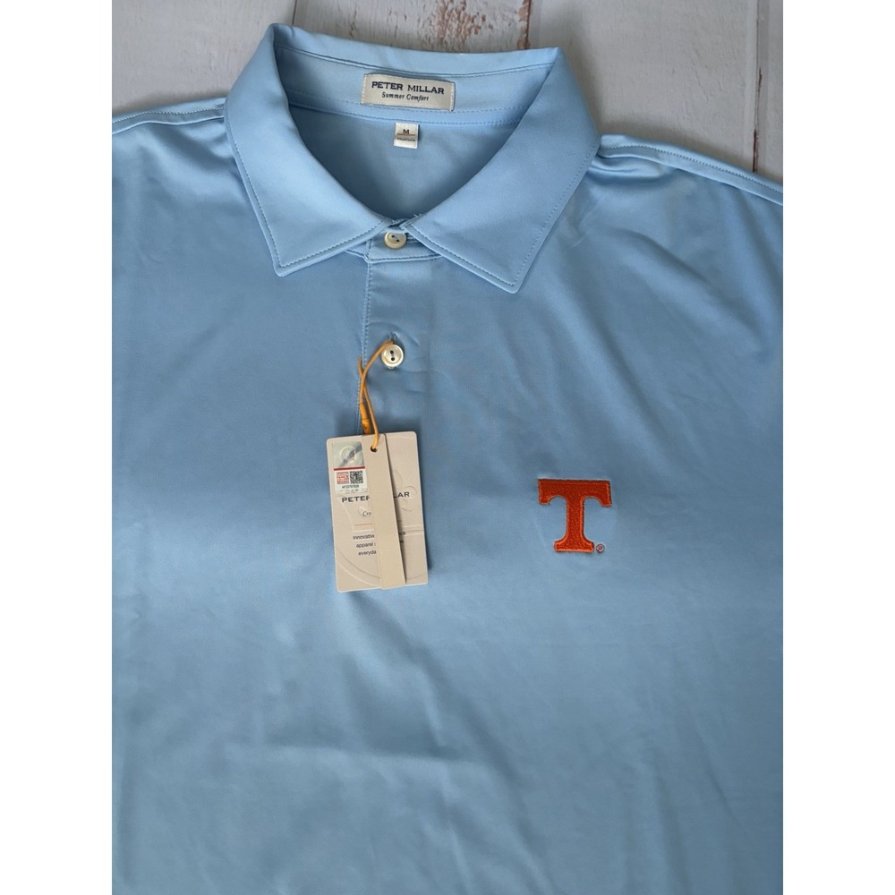 Peter Millar Tennessee Volunteers Polo Men's Medium Light Blu Summer Comfort NWT - Picture 2 of 3